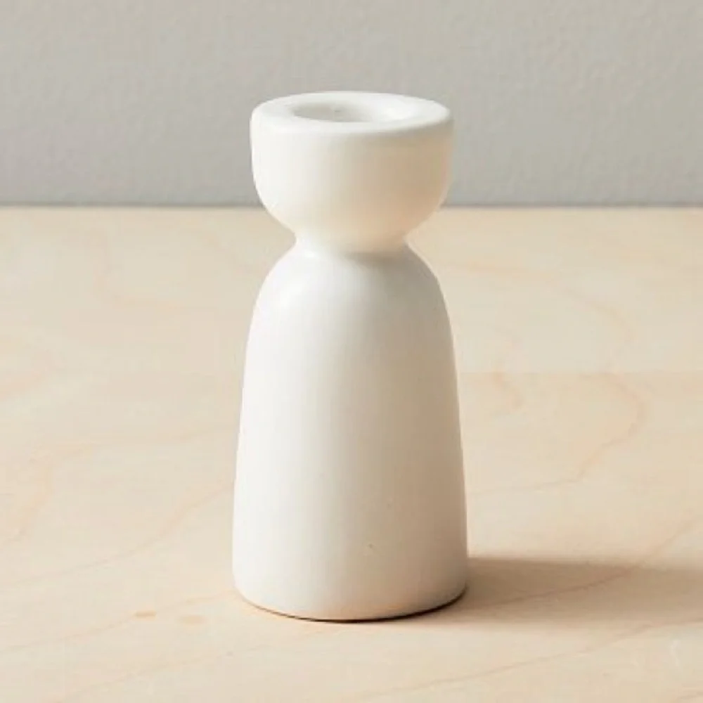 West Elm Pair of Pure Ceramic Taper Candle Holders
